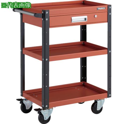 ■TRUSCO ツールワゴン イーグルワゴン 600X400XH880 引出付 4輪自在 オレンジ/ブラック〔品番:EGW963VJORBK〕【3269208:0】[店頭受取不可]