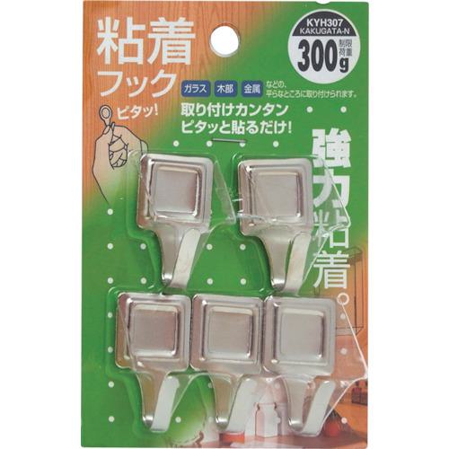 ■WAKI 粘着フック KYH307カクガタ N 5個入り〔品番:KYH307〕【3346047:0】[送料別途見積り][掲外取寄][店頭受取不可]
