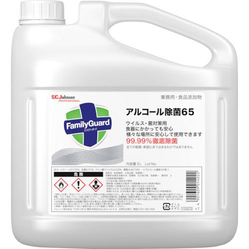 ■ジョンソン ファミリーガード アルコール除菌65 詰替用5L〔品番:333437〕【3365124:0】[店頭受取不可]
