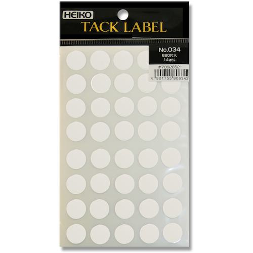 ■HEIKO タックラベル φ14 No.034 白 680枚入り〔品番:007062652〕【3402579:0】[送料別途見積り][掲外..
