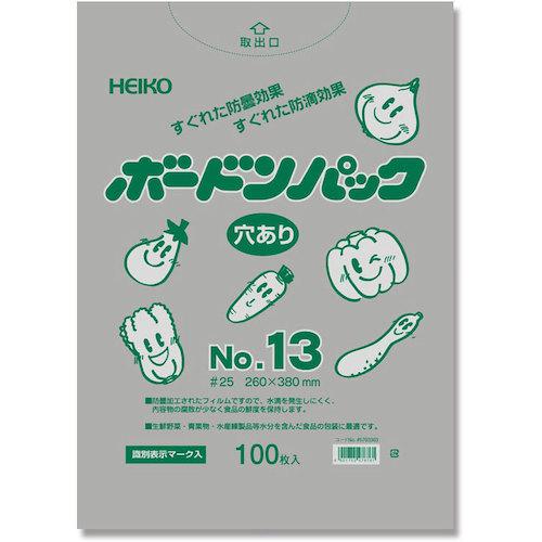 ■HEIKO ボードンパック プラマーク入り #25 No.13 穴あり 100枚入り〔品番:006763363〕【3434485:0】[送料別途見積り][掲外取寄][店頭受取不可]