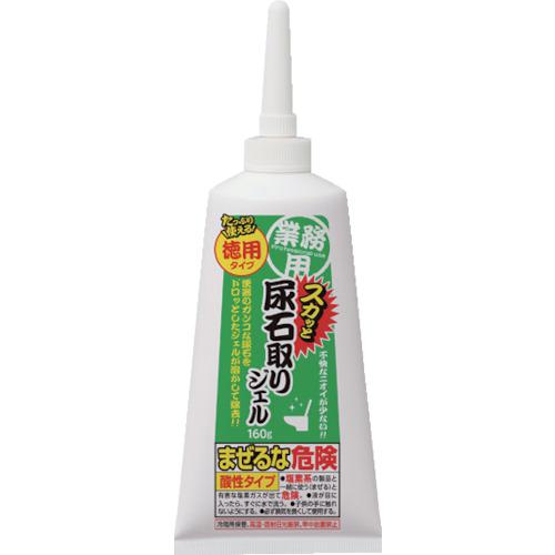 《メーカー》アイメディア（株）《品番》1008459《特長》●業務用の尿石取り洗浄剤です。●酸性のジェルが頑固な尿石を溶かして落とします。●ツンとしたニオイが少ない低臭タイプです。●ピンポイントで塗りやすいとんがりノズルです。《用途》●陶磁器製の便器に。《仕様》●容量(kg):0.16《仕様2》●正味量:160g●液性:酸性●使用量の目安:尿石を十分覆える量を塗布してください。《原産国（名称）》日本《材質／仕上》●界面活性剤（ポリオキシエチレンアルキルエーテル）●塩酸（9.9％）●スルファミン酸（5.0％）●増粘剤《セット内容／付属品》《注意》●塩素系の製品と一緒に使う（まぜる）と有害な塩素ガスが出て危険。●金属製品、大理石など陶磁器以外の場所には使用できません。《JANコード》4989409084599《本体質量》180.0gアイメディア　業務用スカッと尿石取りジェル　徳用タイプ〔品番：1008459〕[注番:3489055][本体質量：180.0g]《包装時基本サイズ：60.00×50.00×230.00》〔包装時質量：200.0g〕分類》清掃・衛生用品》労働衛生用品》トイレ用品☆納期情報：取寄管理コード(006) メーカー直送品 (欠品の場合有り)