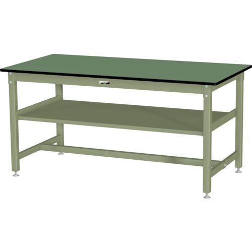 ■ヤマテック 中量作業台 ワークテーブル800シリーズ 固定式 中間棚付 塩ビシート天板 W1800×D900×H900m..