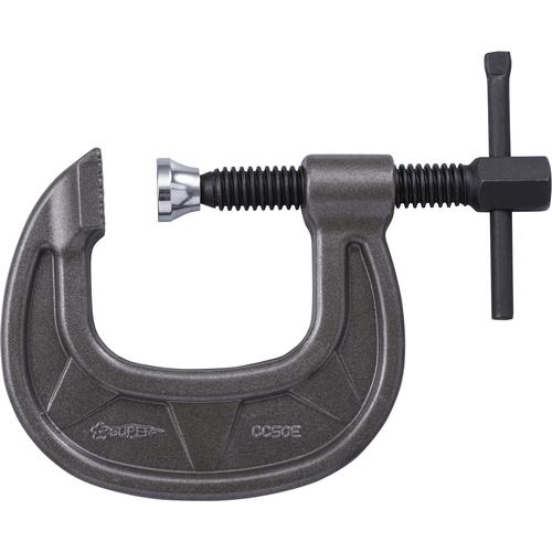 ■スーパー シャコ万力(C型)強力ワイドタイプ 50mm メタリックグレー焼付塗装〔品番:CC50E〕【3528294:0】[店頭受取不可]