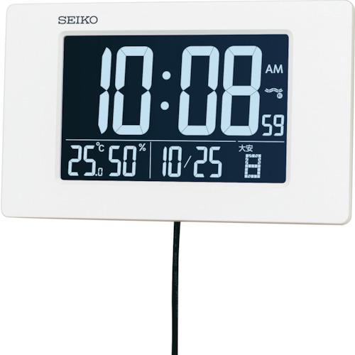 ■SEIKO 交流式デジタル電波時計掛置き兼用 白 120×195×24mm〔品番:DL214W〕【3542773:0】[送料別途見積り][掲外取寄][店頭受取不可] [3]