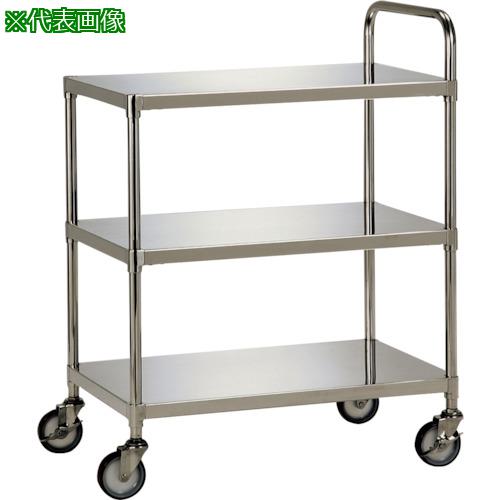 ■テックサス ステンレスワゴン3段タイプ(フラットタイプ) 750X450 SUSφ100ウレタン車〔品番:WG3N7545D〕【3610293:0】[法人・事業所限定][外直送元][店頭受取不可]