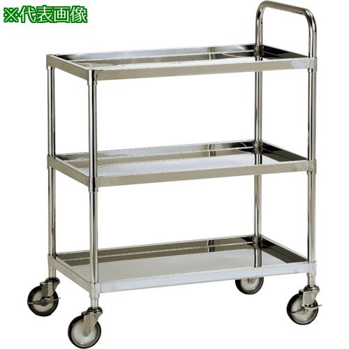 ■テックサス ステンレスワゴン3段タイプ(皿型タイプ) 750X450 SUSφ100ウレタン車〔品番:WG3U7545D〕【3610302:0】[法人・事業所限定][外直送元][店頭受取不可]