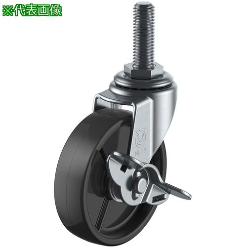 ■ユーエイ ねじ込み式 自在 キャスター 黒ナイロン 車輪径65mm ストッパー付き Lタイプ LT-S型 ネジ寸法M12×35ピッチ1.75〔品番:LT65BNSM1235〕【3640969:0】[送料別途見積り][掲外取寄][店頭受取不可]