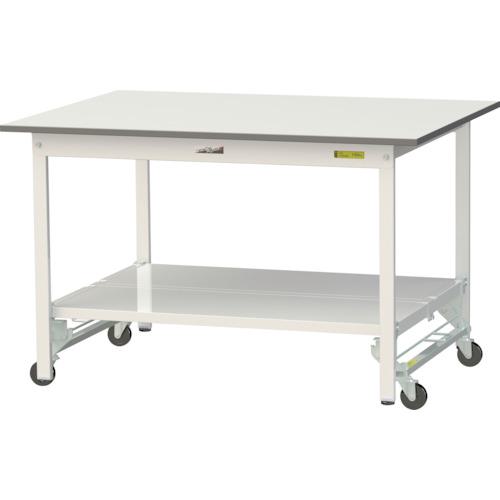 ■ヤマテック 軽量作業台 ワークテーブル150シリーズ ワンタッチ移動タイプ 全面棚板付 W1200×D900×H740mm シルキーホワイト〔品番:SUPU1290TTWW〕【3692325:0】[法人・事業所限定][直送元][店頭受取不可]