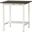 ■ヤマテック LABシリーズ実験用ラボテーブル 固定式 半面棚板付 指紋レスメラミン天板 W900×D750×H950 ブラウン/シルキーホワイト〔品番:SLM...