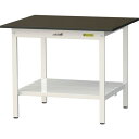 ■ヤマテック LABシリーズ実験用ラボテーブル 固定式 全面棚板付 指紋レスメラミン天板 W900×D750×H740 ブラウン/シルキーホワイト〔品番:SLM...