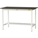 ■ヤマテック LABシリーズ実験用ラボテーブル 固定式 半面棚板付 指紋レスメラミン天板 W1500×D750×H950 ブラウン/シルキーホワイト〔品番:SL...