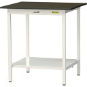 ■ヤマテック LABシリーズ実験用ラボテーブル 固定式 全面棚板付 指紋レスメラミン天板 W900×D750×H950 ブラウン/シルキーホワイト〔品番:SLM...
