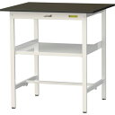 ■ヤマテック LABシリーズ実験用ラボテーブル 固定式 中間棚付 指紋レスメラミン天板 W900×D750×H950 ブラウン/シルキーホワイト〔品番:SLMH...