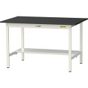 ■ヤマテック LABシリーズ実験用ラボテーブル 固定式 半面棚板付 ケミテクト天板 W1200×D750×H740 ブラック/シルキーホワイト〔品番:SLK12...