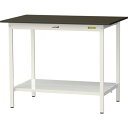 ■ヤマテック LABシリーズ実験用ラボテーブル 固定式 全面棚板付 指紋レスメラミン天板 W1200×D750×H740 ブラウン/シルキーホワイト〔品番:SL...