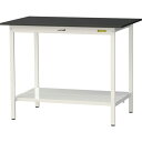 ■ヤマテック LABシリーズ実験用ラボテーブル 固定式 全面棚板付 ケミテクト天板 W1200×D750×H740 ブラック/シルキーホワイト〔品番:SLK12...