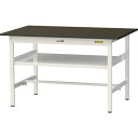 ■ヤマテック LABシリーズ実験用ラボテーブル 固定式 中間棚付 指紋レスメラミン天板 W1200×D750×H740 ブラウン/シルキーホワイト〔品番:SLM...