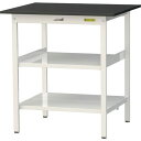 ■ヤマテック LABシリーズ実験用ラボテーブル 固定式 中間棚・全面棚板付 ケミテクト天板 W900×D750×H950 ブラック/シルキーホワイト〔品番:SL...