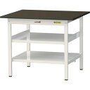 ■ヤマテック LABシリーズ実験用ラボテーブル 固定式 中間棚・全面棚板付 指紋レスメラミン天板 W900×D750×H740 ブラウン/シルキーホワイト〔品番...