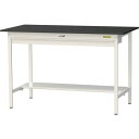 ■ヤマテック LABシリーズ実験用ラボテーブル 固定式 ワイド引き出し・半面棚板付 ケミテクト天板 W1500×D750×H950 ブラック/シルキーホワイト〔...