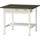 ■ヤマテック LABシリーズ実験用ラボテーブル 固定式 ワイド引き出し・半面棚板付 指紋レスメラミン天板 W900×D750×H740 ブラウン/シルキーホワイ...