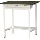 ■ヤマテック LABシリーズ実験用ラボテーブル 固定式 ワイド引き出し・半面棚板付 指紋レスメラミン天板 W900×D750×H950 ブラウン/シルキーホワイ...