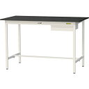 ■ヤマテック LABシリーズ実験用ラボテーブル 固定式 キャビネット付 ケミテクト天板 W1500×D750×H950 ブラック/シルキーホワイト〔品番:SLK...