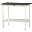 ■ヤマテック LABシリーズ実験用ラボテーブル 高さ調整タイプ 全面棚板付 ケミテクト天板 W1200×D750×H900~1200 ブラック/シルキーホワイト...