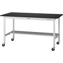 ■ヤマテック LABシリーズ実験用ラボテーブル 移動式 半面棚板付 ケミテクト天板 W1500×D750×H825 ブラック/シルキーホワイト〔品番:SLKC1...