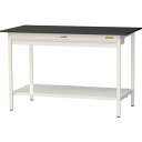 ■ヤマテック LABシリーズ実験用ラボテーブル 固定式 ワイド引き出し・全面棚板付 ケミテクト天板 W1500×D750×H950 ブラック/シルキーホワイト〔...