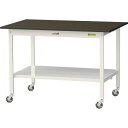 ■ヤマテック LABシリーズ実験用ラボテーブル 移動式 全面棚板付 指紋レスメラミン天板 W1200×D750×H825 ブラウン/シルキーホワイト〔品番:SL...