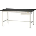 ■ヤマテック LABシリーズ実験用ラボテーブル 固定式 キャビネット付 ケミテクト天板 W1500×D750×H740 ブラック/シルキーホワイト〔品番:SLK...