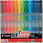 ■PILOT 油性マーカー ツインマーカー 細・極細 12色セット〔品番:MEF144EU12C〕【3701360:0】[店頭受取不可]