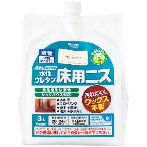 《メーカー》（株）カンペハピオ《品番》00717653601030《特長》●臭いが少なく、塗りやすい水性ニスです。●高耐久ウレタン樹脂が、摩耗や衝撃に強く、耐久性に優れた塗膜を形成します。●すべりにくく、耐久性に優れ、ワックスがけの必要があ...