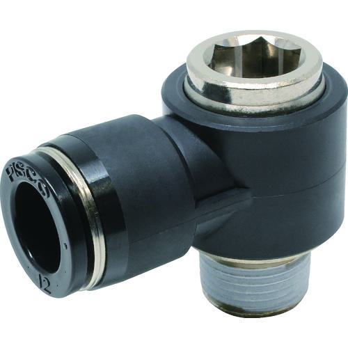 ■PISCO チューブフィッティング 六角穴付ユニバーサルエルボ チューブ12 接続口径R3/8〔品番:POL1203〕【3782042:0】[店頭受取不可]