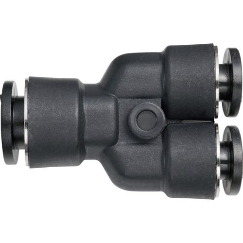 ■潤工社 ワンタッチ継手Mシリーズ 異径ユニオンY 8mm-6mm 〔品番:PYAM86PM〕【3838313:0】[店頭受取不可]