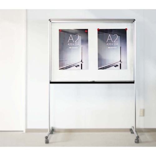 ■馬印 扉付スリム掲示板(脚付)〔品番:UDKU34T〕【3930886:0】[法人・事業所限定][外直送元][店頭受取不可]