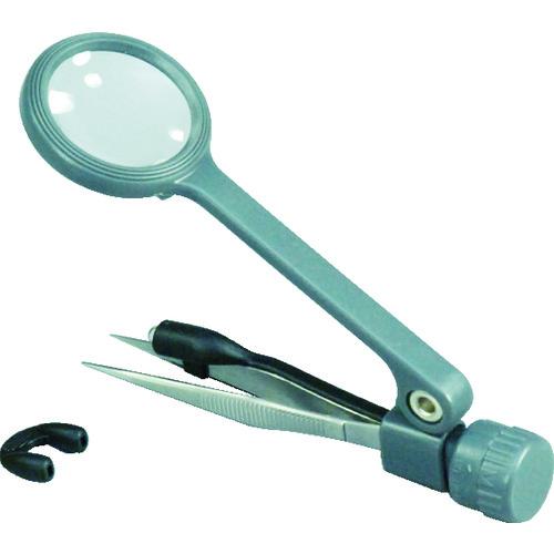 ■光 LEDライト付きルーペ ピンセット付き〔品番:HE08〕【4052234:0】[店頭受取不可]