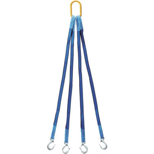 ■OH 4点吊りベルトスリング スリムフック付 35mm幅×2m〔品番:4S3520S〕【4057710:0】[送料別途見積り][掲外取寄][店頭受取不可]