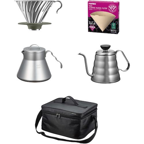 ■HARIO V60 アウトドアコーヒーベーシックセット〔品番:OVOCB〕【4060829:0】[送料別途見積り][法人・..