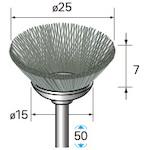■ナカニシ 砥粒入りナイロンブラシ 5本入 ベベル型 φ25×7×軸φ3 線φ0.4 #180〔品番:50835〕【4071806:0..