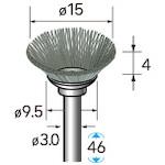 ■ナカニシ 砥粒入りナイロンブラシ 5本入 ベベル型 φ15×4×軸φ3 線φ0.4 #180〔品番:50831〕【4073107:0..