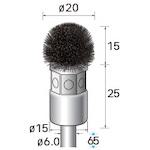 ■ナカニシ 硬鋼ブラシ 半丸 φ20×15×軸φ6 線φ0.3〔品番:52381〕【4077974:0】[送料別途見積り][掲外取寄..