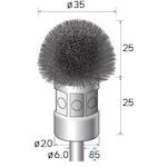 ■ナカニシ ステンレスブラシ 半丸 φ35×25×軸φ6 線φ0.3〔品番:52374〕【4077991:0】[送料別途見積り][掲..