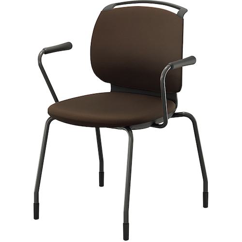 ■NAIKI ミーティングチェアー “ルント” 4本脚 ミドルタイプ 肘付き フレーム色ブラック 背カバー付き ..