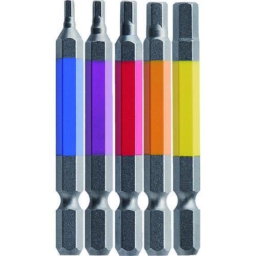 ■アネックス 六角レンチカラービット 5本組 全長65mm〔品番:ACHX565L〕【4133617:0】[店頭受取不可]