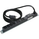 ■明工 19インチラック用 安全ブレーカー付 200V コンセント (C19×2・C13×4) L6-20プラグ付 (VCT) 3m〔品番:ME8636TA3〕...
