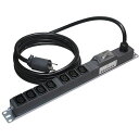 ■明工 19インチラック用 安全ブレーカー付 200V コンセント (C13×7) L6-20プラグ付 (VCT) 3m〔品番:ME8635TA3〕【41390...