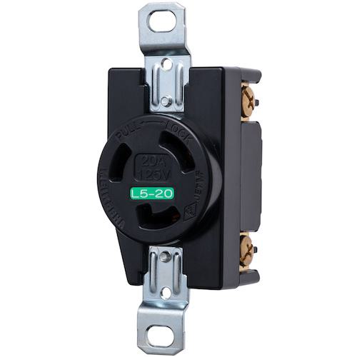■明工 機器用接地2P 20A引掛埋込コンセント 20 125V(黒(L5‐20R 準拠)〔品番:MH8714T01〕【4139065:0】[送料別途見積り][掲外取寄][店頭受取不可]